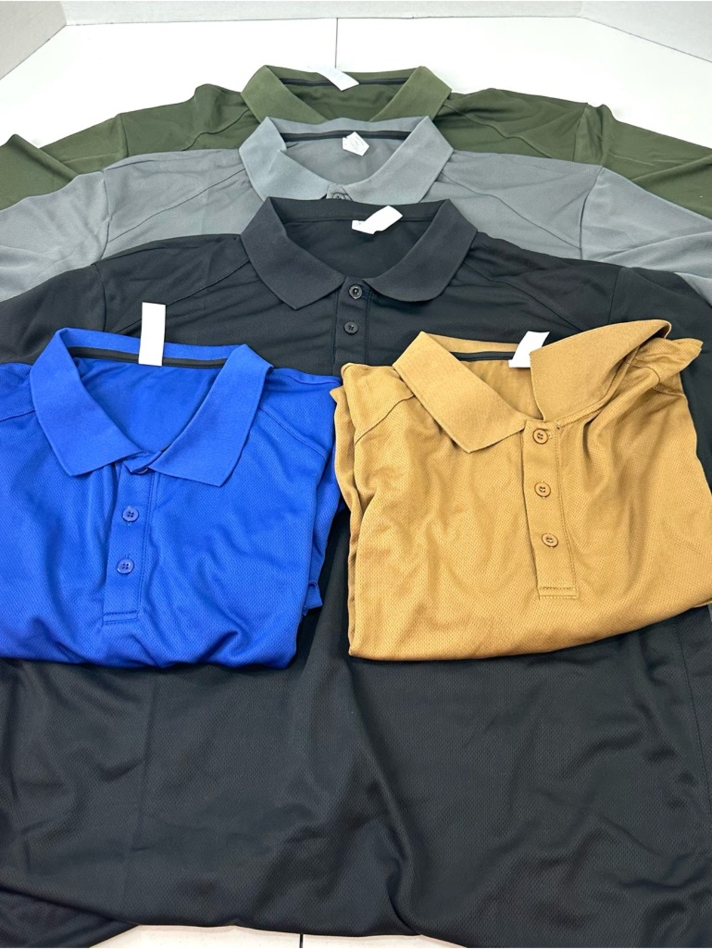 5 Pack Men's Classic Polo Shirt - Black, Royal Blue, Tan, Gray, Olive XXL